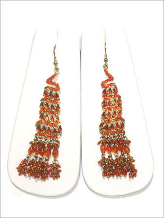 Kundan earring with crystal hanging