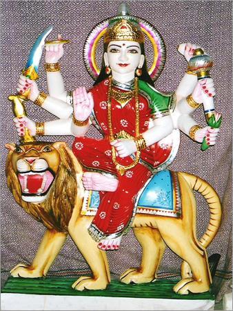 Durga Mata in White Marble