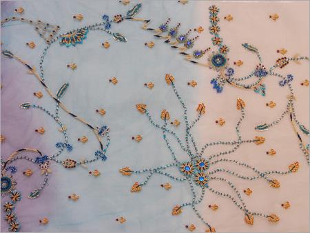 Hand Embroidered and Beaded Fabric