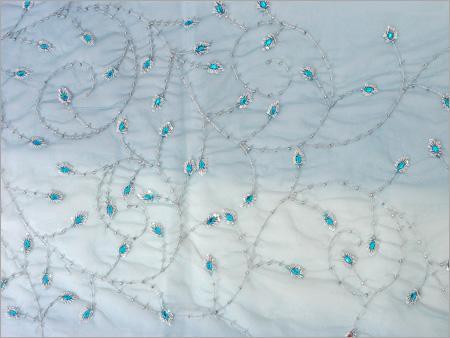 Hand Embroidered and Beaded Fabric