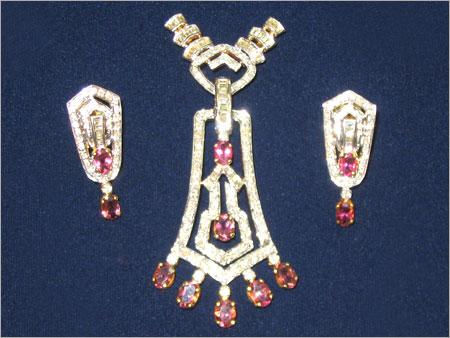 Diamond Pendant Set with Precious Stones