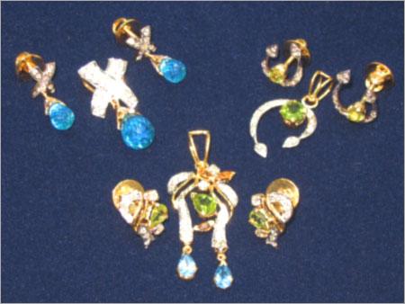 Diamond Pendant Set with Semi Precious Stones