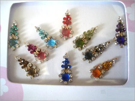 Bindis - Alloy and Stones, 10-15mm, Multicolor | Self-Adhesive, Teardrop Shape, Stylish Decorative Pack of 10-12
