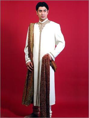 Sherwani - Silk Blend, 54 Inches Length, Off-White Color | Zardozi Embroidery, Comfortable Wear, Elegant Design, Stylish Look, Handcrafted Detail