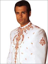 Sherwani - Silk Blend, Customizable 40 Inches | Off-White Color, MandarÄ±n Neckline, Handcrafted Embroidery, Comfortable Fit, Elegant Design