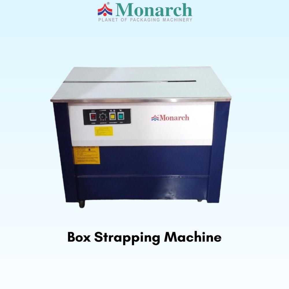 Strapping Machine - 895x570x735 mm , White & Blue, Semi-Automatic Operation, 15-60 kg Capacity, Human Machine Interface Control