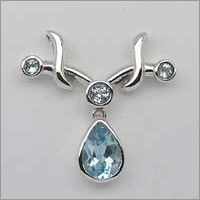 Silver Pendant With sky Blue Topaz