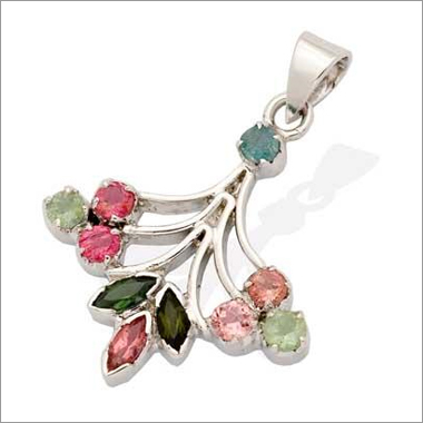 Multy Turmaline Silver Pendant