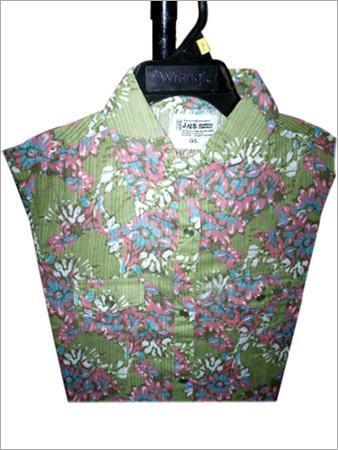 Ladies Blouse - Cotton, Sizes L, M, S, XL | Green Floral Design, Collared Neckline, Long Sleeves, Breathable & Comfortable Fit, Durable Material, Easy Care