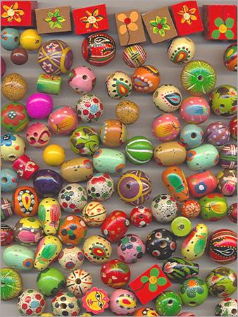 Wooden Painted and Carved Beads & Mixes