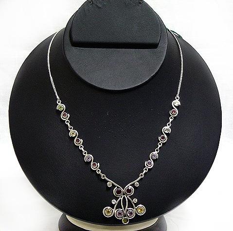 Sterling Silver Necklace in Semi-Precious