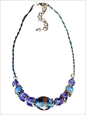 Beaded Blue Necklace - Glass Beads 8-10 mm, 16-18 Inches, Blue | Elegant Design, Durable Beads, Lobster Clasp