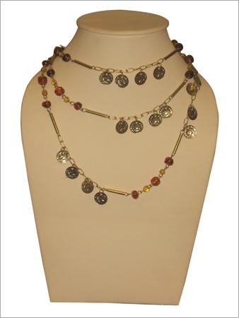 Glass Bead and Metal Necklace