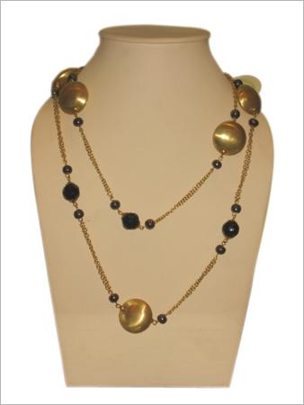 Glass Bead and Metal Necklace