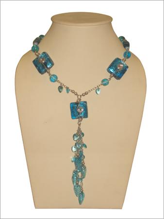 Glass Bead and Metal Necklace