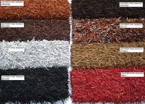 Leather even shaggy rugs