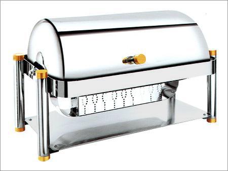 Chafing Dish - Rect. Roll Top With Steel & Brass Combination
