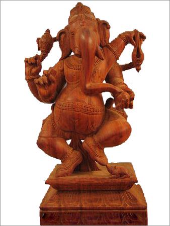 Wood Ganesha Sculpture