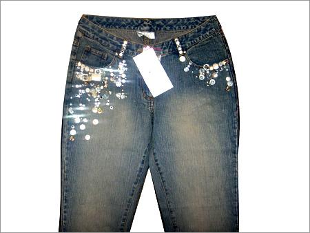 Denim Trouser - Cotton Blend, Varied Waist Size, Blue | Drawstring Closure, Durable Denim, Comfortable Fit, Multiple Pockets, Casual Style