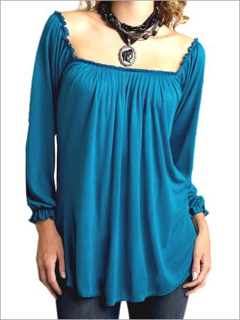 Knit Tunic - Rayon S-XL Teal | Soft Fabric Stylish Design Comfortable Fit Versatile Style Long Sleeves Square Neckline
