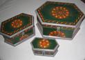 WOODEN PAINTED BOX SET OF THREE