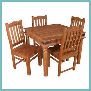 Wooden Handcrafted Four seater Dining table set