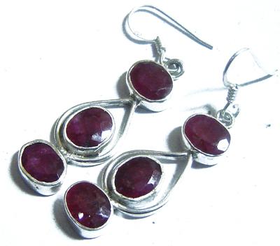 Silver Earring with ruby stone