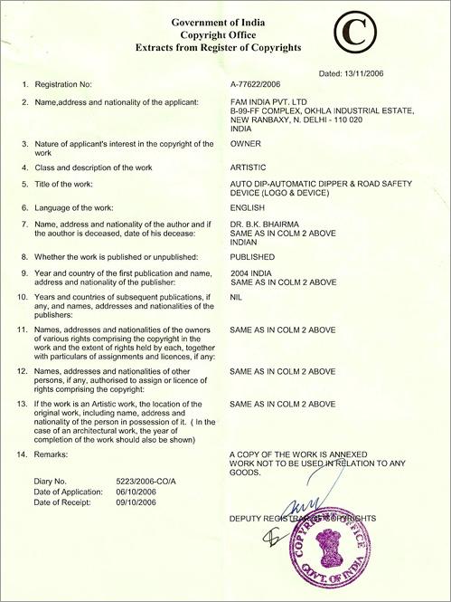 Copyright Certificate