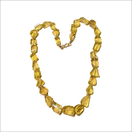 Precious Stone Necklace with Metal Pendant
