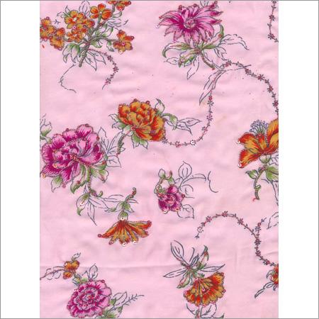 Satin Silk Print with Hand Embroidery