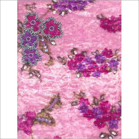 Rayon Velvet Print with Hand Embroidery