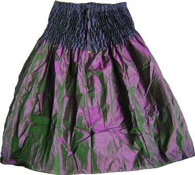 Crinkle-top Shot-silk Skirt