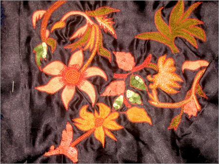 Embellished Fabrics on Satin with Patchwork