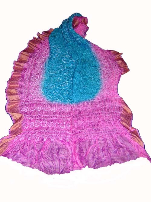 Silk Gold-border 'Bandhani' Wrap