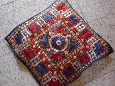 Square Mirror Work Cushion Cover