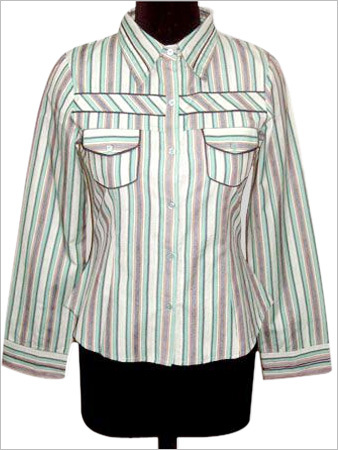 Full Sleeves Blouse in yarn Dyed Stripes