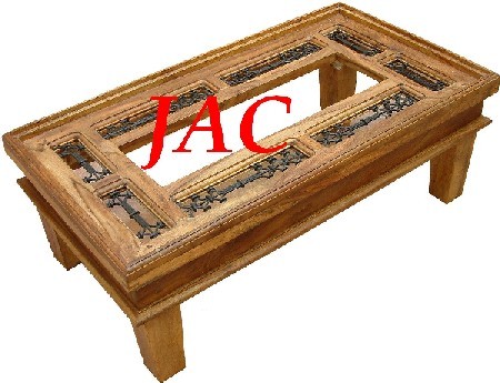 Indian Handcrafted Mughal Coffee Table with Glass