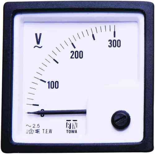 Detailed view of the display panel of an analog voltmeter for use