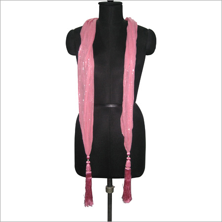 Cotton Lurex Stole - Cotton Lurex, 70x10 Inches, Pink | Soft Texture, Elegant Design, Lightweight Fabric, Tassels