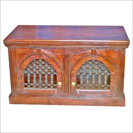 Wooden Bed Side With Iron Jali