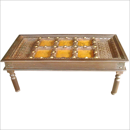 Carved Brass Fitted Coffee Table