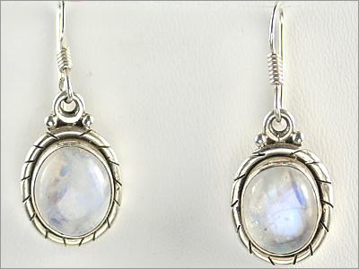 Stone Studded Silver Earrings