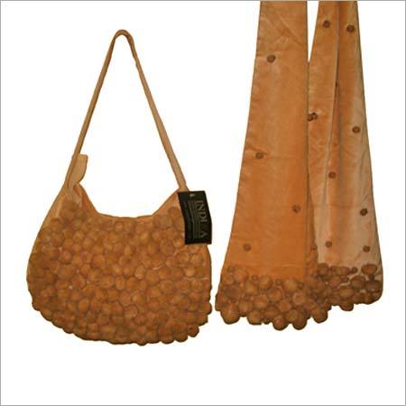 Bag - Velvet Material, 10x12 Inches, Beige Color | Elegant Design, Zipper Closure, Matching Stole, Portable Style for Evening Wear and Parties