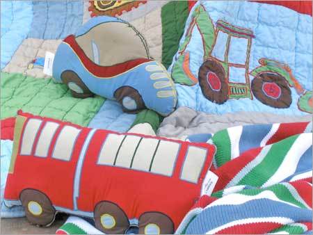 Kids Quilt- Jolly Lorry - Cotton Blend 100x140 cm, Blue | Soft Fabric, Colorful Vehicle Design, Durable, Easy Care