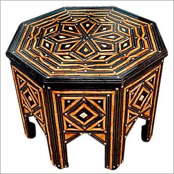 Furniture Octagonal Bone & Wood Table