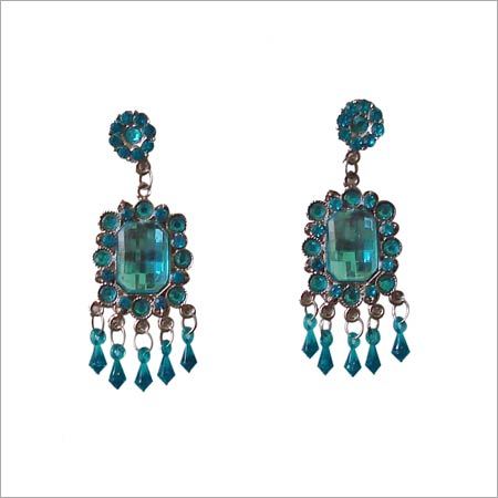 Earring With Stone - Metal 50mm Teal | Elegant Dangle Design Stunning Stone Perfect Gift