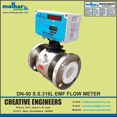 Electromagnetic Flowmeter - Metal, 15-2000 LPM | Analog And Digital Display