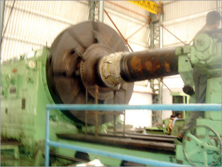 Machining Of Wind Mill Shaft Under Progress On Heavy Duty Lathe