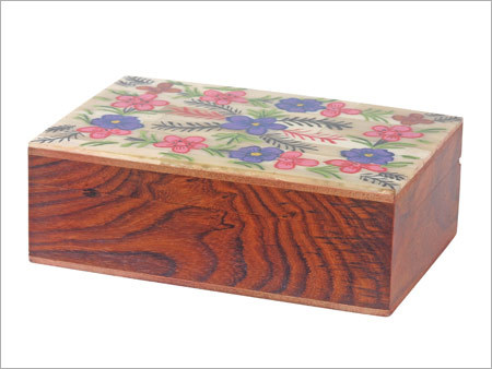 Rectangular Half Hand Painted Wooden Jewellery Box