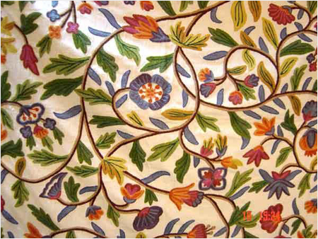 2 Ply Crewel Embroidery on Viscose Velvet